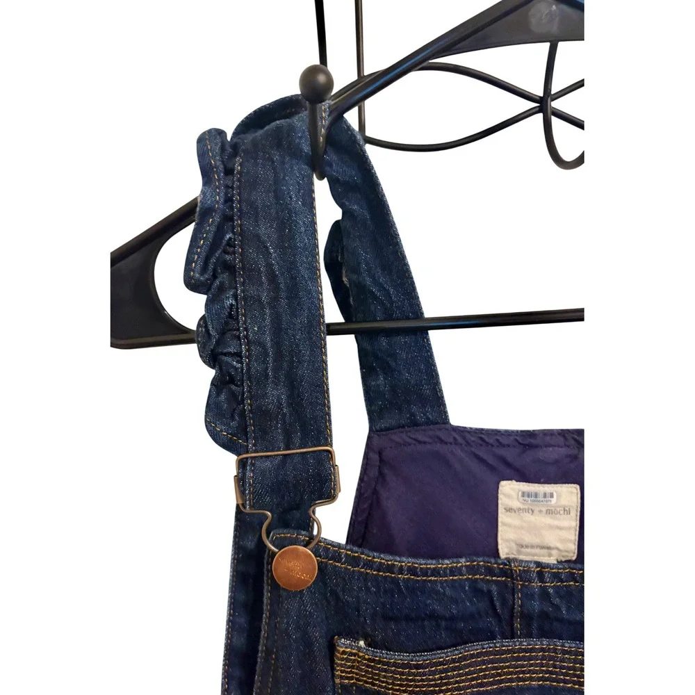 Anthropologie Seventy + Mochi Ruffle Denim Overalls Wide Leg Sz 8 - Picture 5 of 9